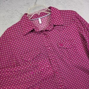 Cinch Western Shirt Womens L Purple Pearl Snap Geometric Cowgirl Rodeo Ranch